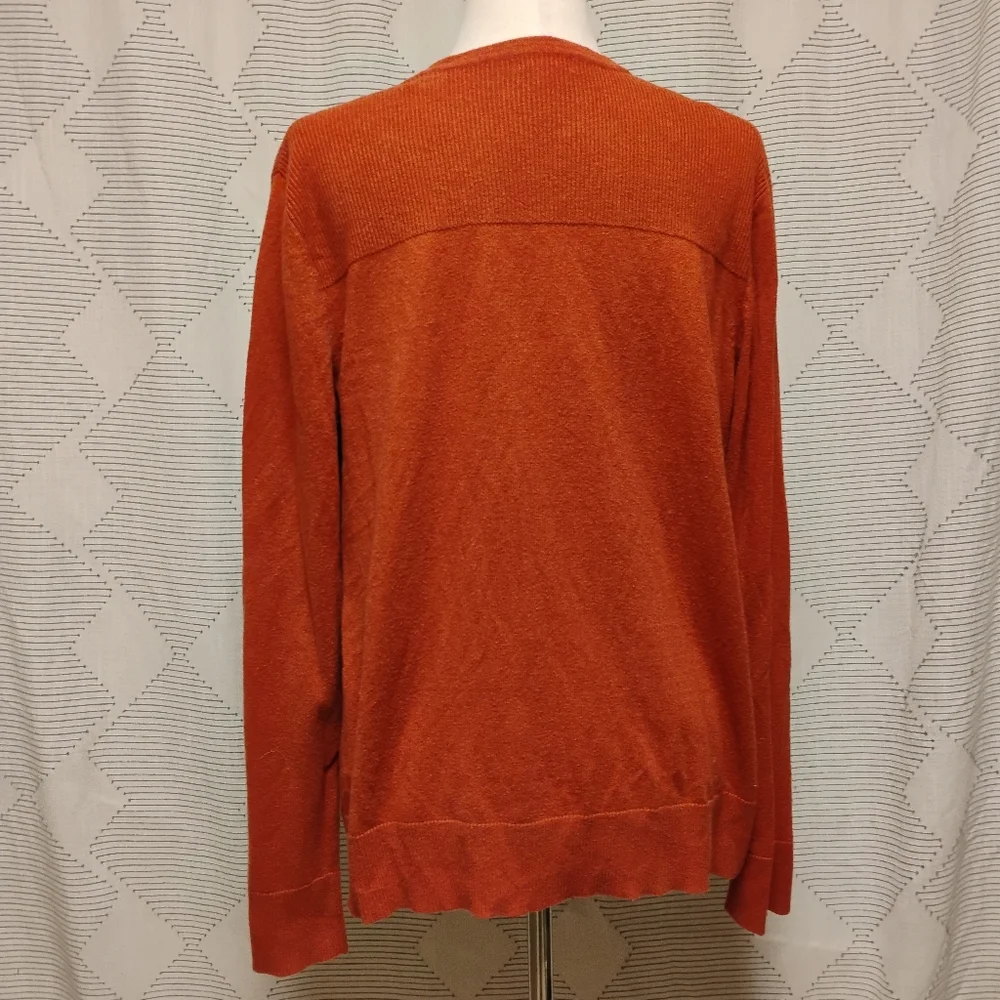 Eddie Bauer Women's Burnt Orange Cardigan Sweater Cotton Lambswool Size XL
